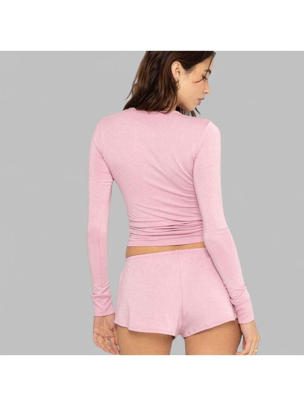 SET Active-JERSEY FITTED LONG SLEEVE Top-PEONY  Pink Size-Small-New - Picture 2 of 6